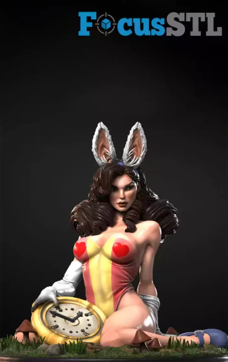 Pinup White Rabbit STL 3D Print File