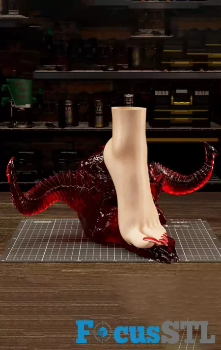 Vampire Girl Foot Vase With Demon Head STL 3D Print File