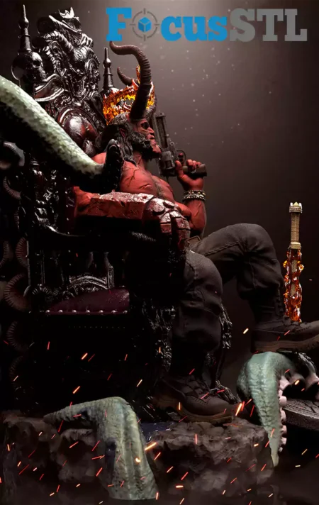 Hellboy on Throne STL 3D Print Model
