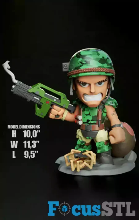 Colonial Marine Dwayne Hicks Chibi STL 3D Print File