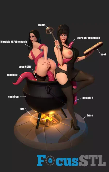 Goth MILFs Cooking Diorama STL 3D Print File