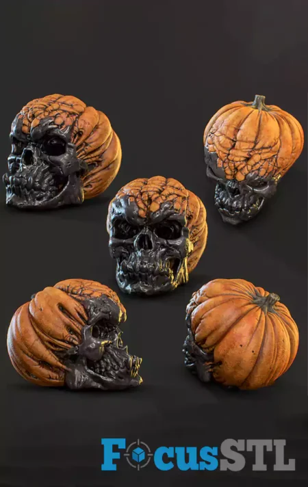 Evil Pumpkin Skulls STL 3D Print Files