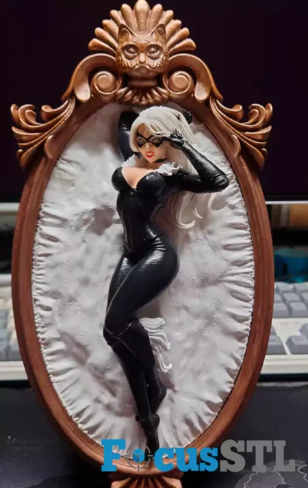 Black Cat Wall Frame STL 3D Print Files
