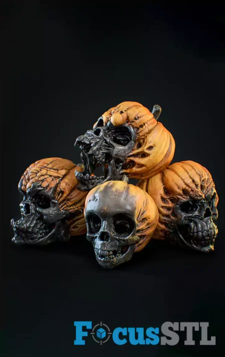 Evil Pumpkin Skulls STL 3D Print Files