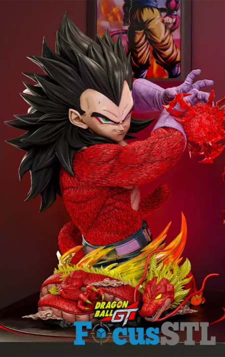 Vegeta SSJ4 Power Bust STL 3D Print Files