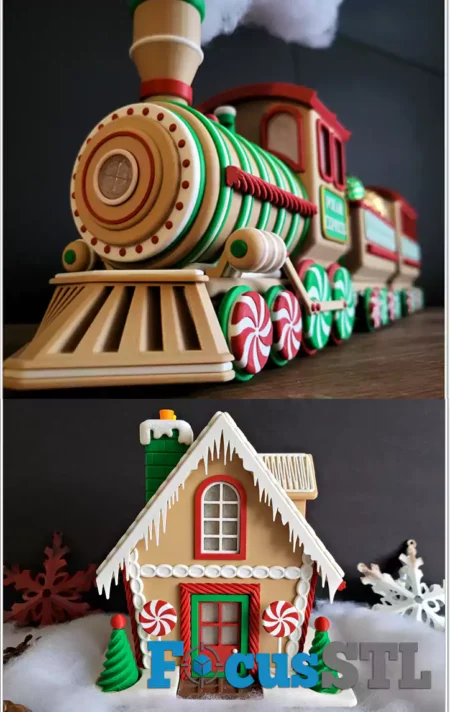 The Gingerbread House and Train STL Files