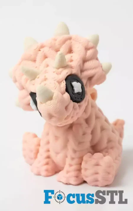 Mini Knitted Triceratops Articulated & Keychain STL Files
