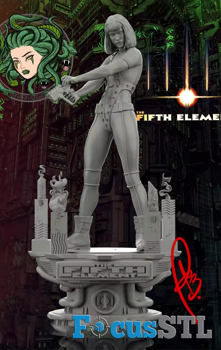 Leeloo with Gun STL 3D Print Files