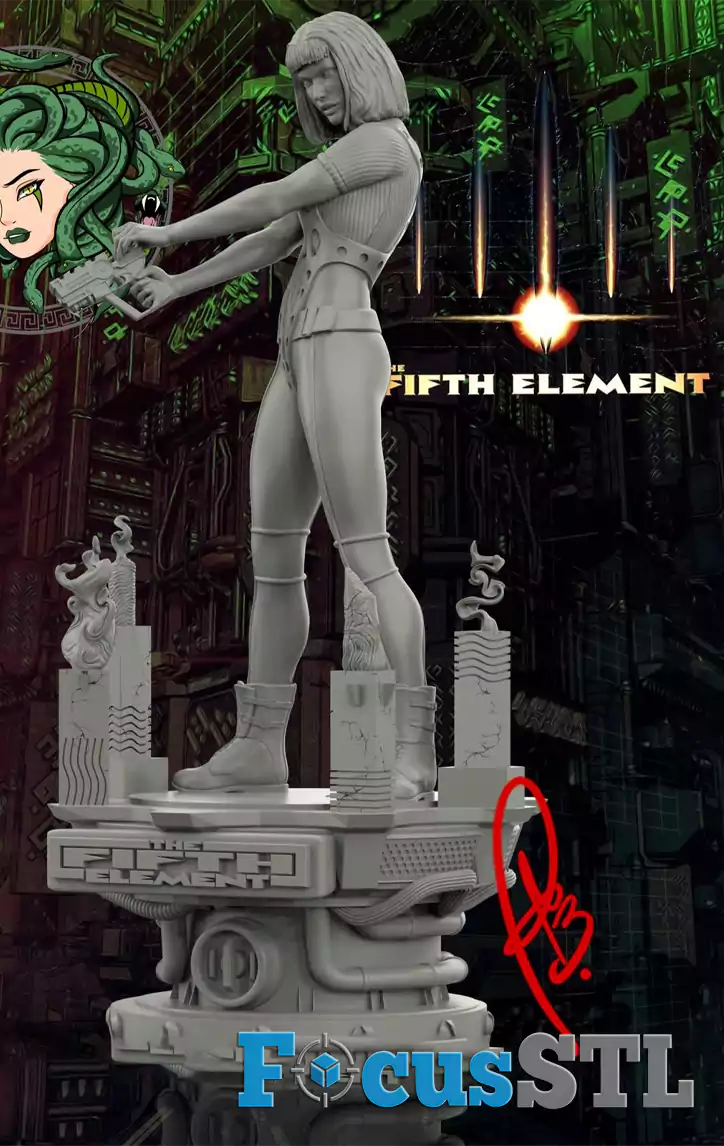 Leeloo with Gun STL 3D Print Files