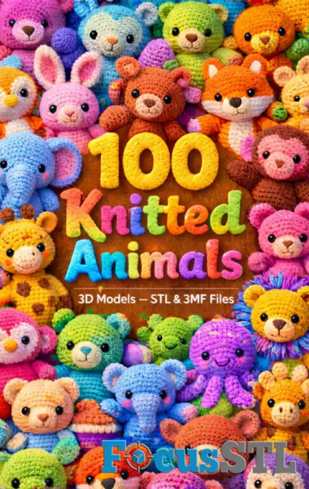 100 Knitted Animals STL & 3MF Files