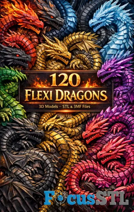 120 Flexi Dragons STL & 3MF Files