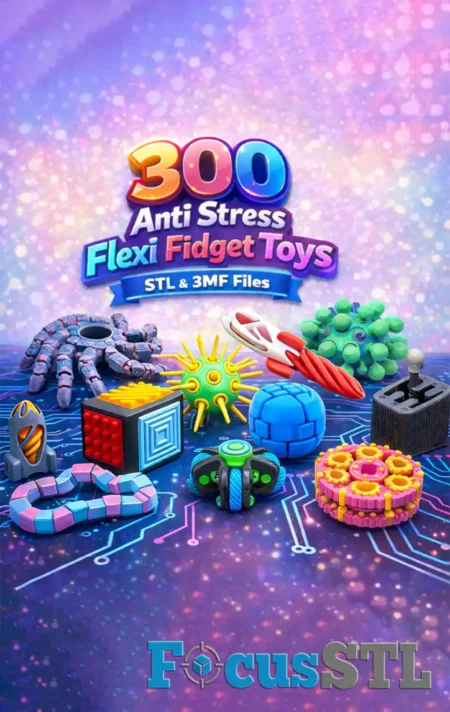 300 AntiStress Fidget Toys STL & 3MF Files