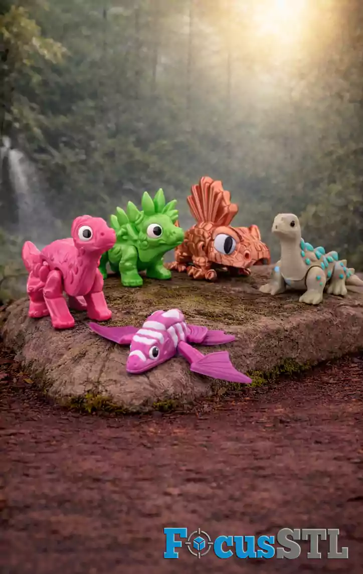 46 Dinosaur 3D Print STL Files Bundle – Flexi & Articulated Dino Models (STL & 3MF)