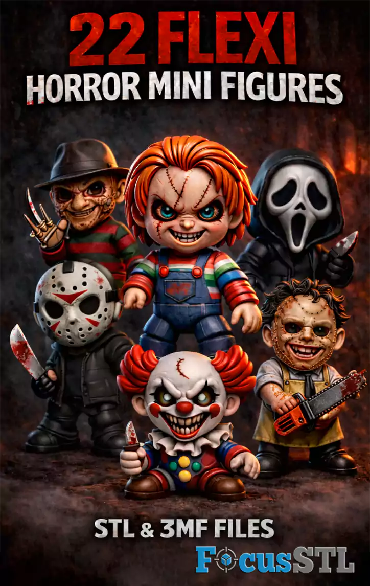 22 Flexi Horror Mini Figures | Articulated STL & 3MF Files