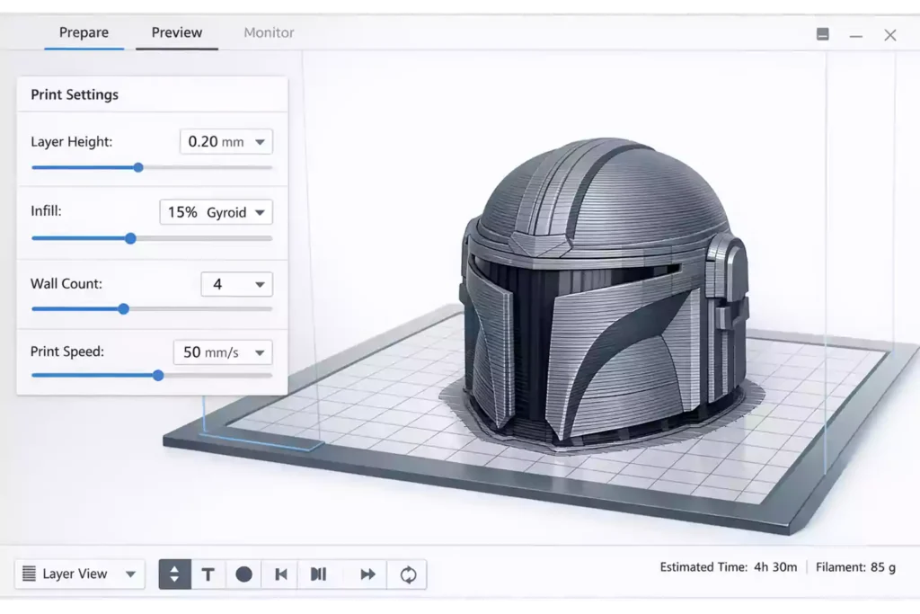slicer settings for large STL models layer height infill walls