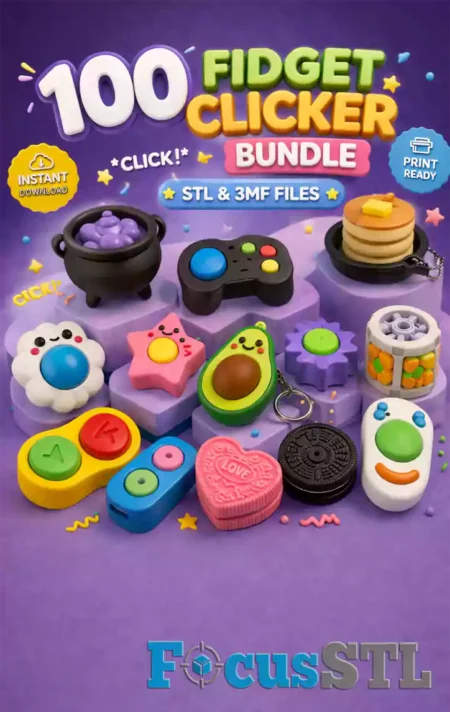 100 Fidget Clicker STL and 3MF 3D Print Files