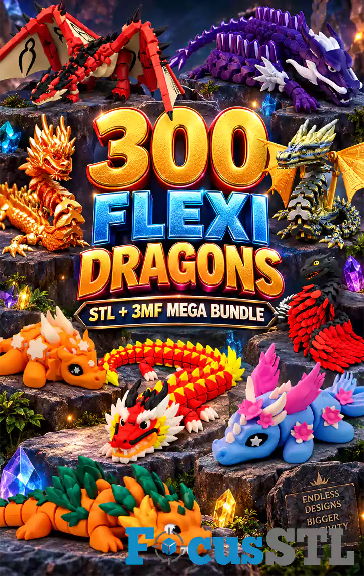 300 Flexi Dragons STL & 3MF Files